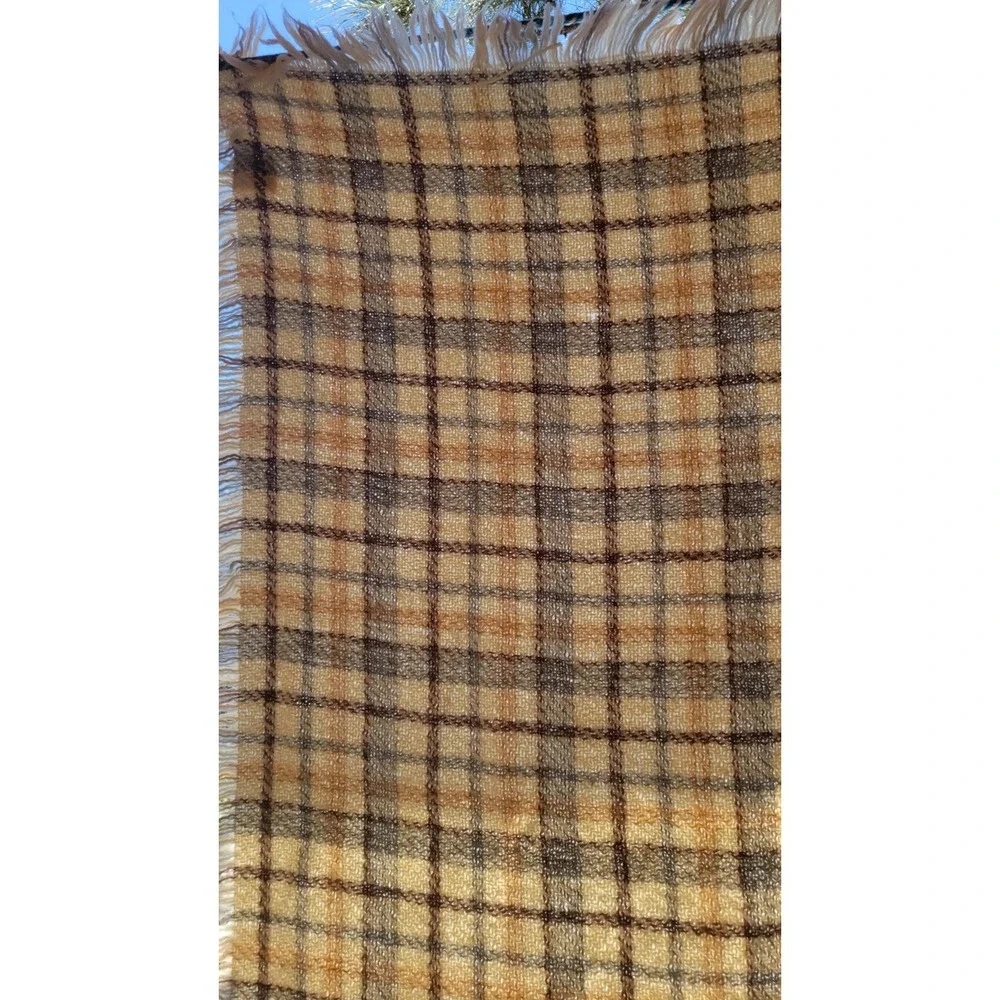 Boyne Valley Weavers Ireland Wool Throw Blanket Plaid Fringe 43x70 Handmade...